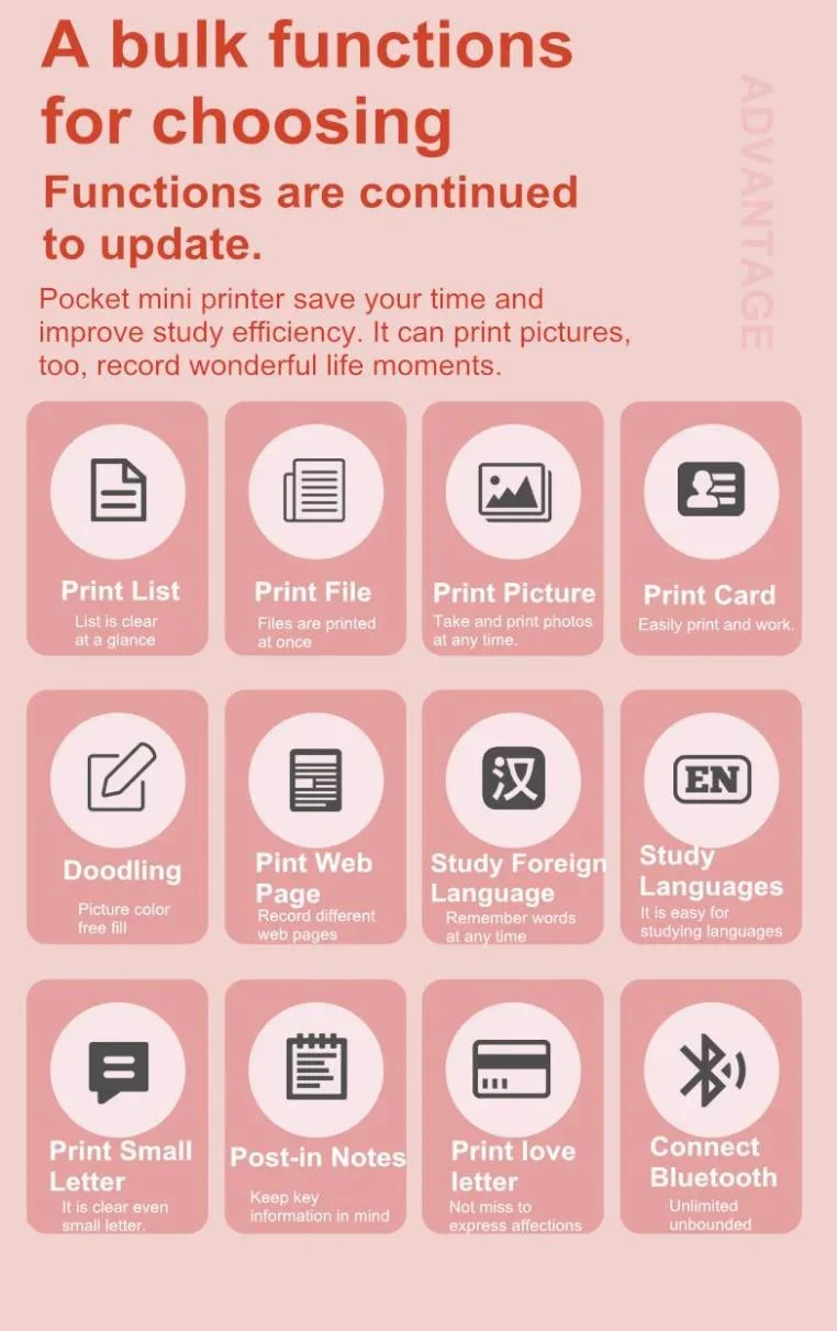 Mini Photo Printer Mini Pocket Concise White Inkless Thermal Label Printer for Android Ios Phone Impressor Printer