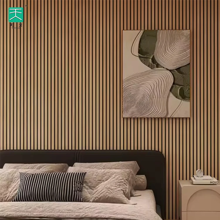 TianGe Theater Wall And Ceiling E1 Grade Flame Retardant Material Pet Wooden Slat Wall Acoustic Panel