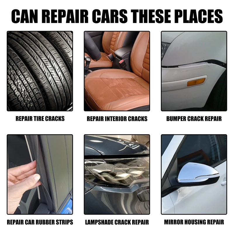 Rayhong 30ml instant adhesive waterproof car tire interior bumper lampshade cracks rubber strips repairing glue for side mirrors