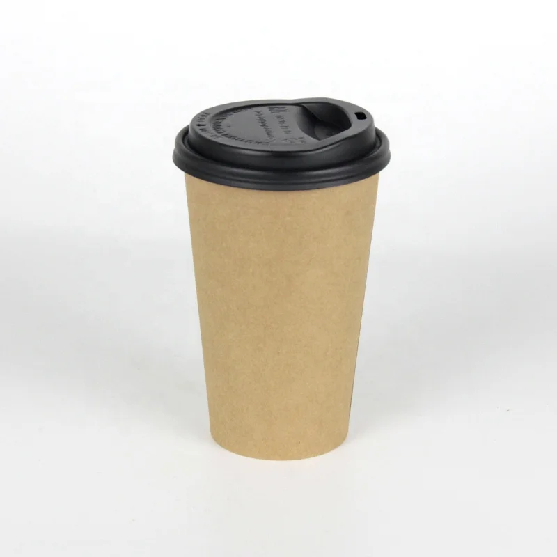 16oz 500ml Disposable Unbleached kraft Aqueous Paper Cups and Compostable Paper Cups with Lids