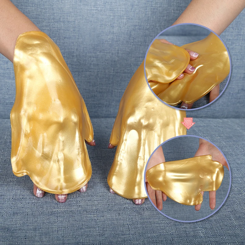 Новинка 2021 Антивозрастная и отбеливающая нано-Золотая коллагеновая маска для рук OEM увлажняющие перчатки