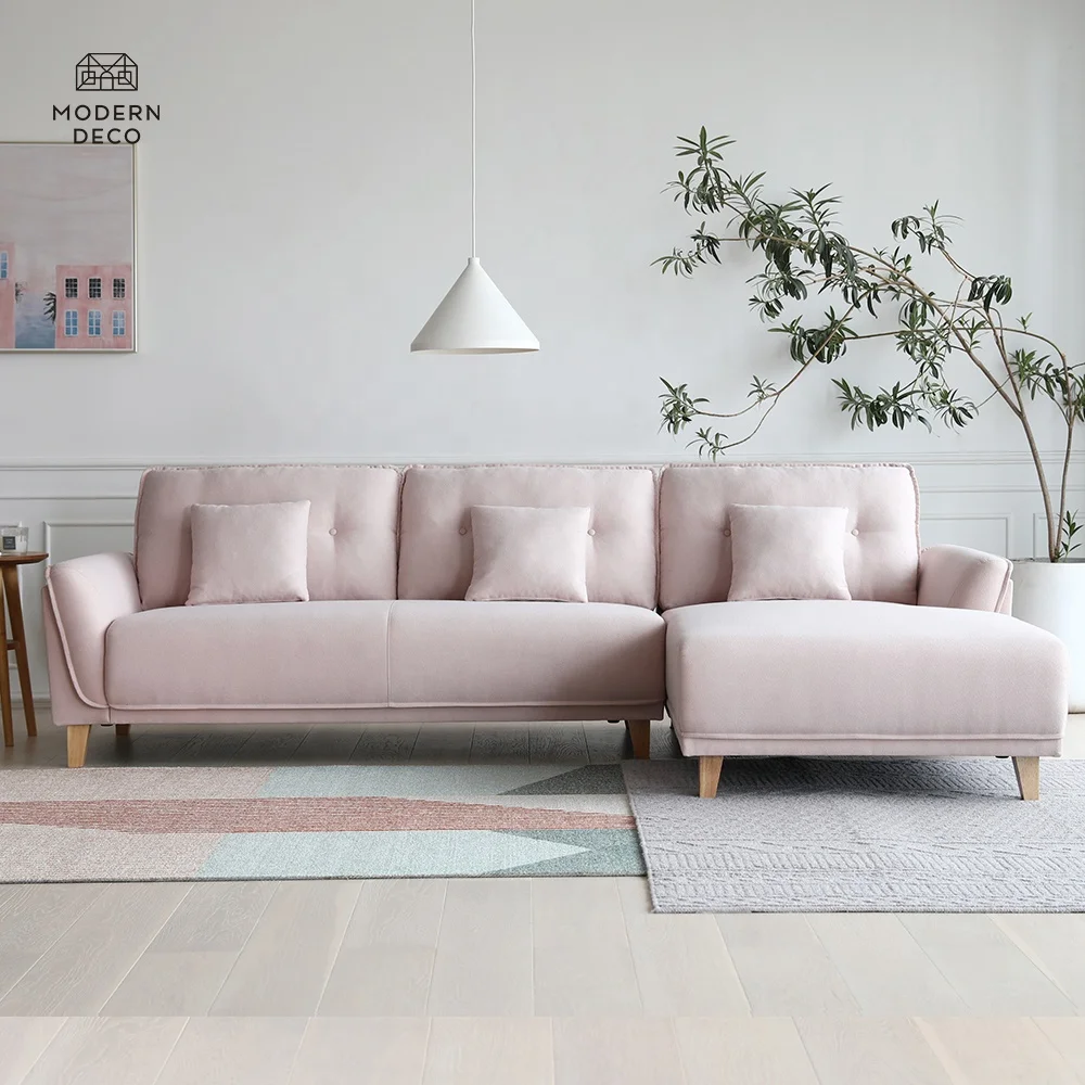2 piece seat corner L shape sectional sofa with reversible chaise pink Modern home Living Room Furniture modern deco furniture