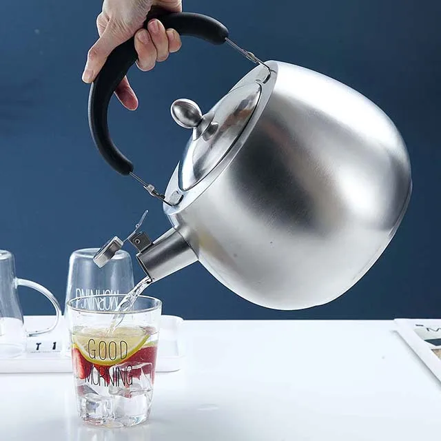 
Classical Stainless Steel Whistling Tea Kettle Metal Tea Pots 4/5L Stainless Kettle For Home Kitchen Camping 