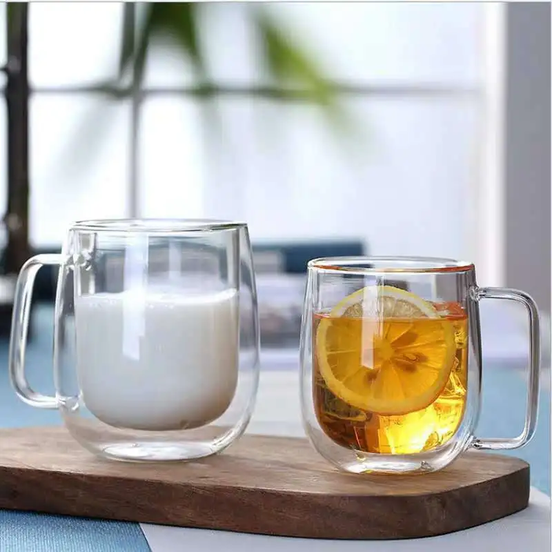 High borosilicate household double glass transparent tea  Creative water cup Coffee  juice drink milk cup