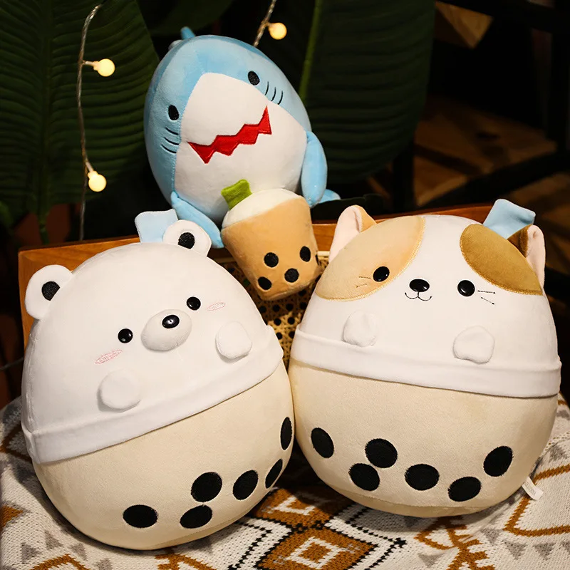 YIWU AULLAN Custom Stuffed Animals Toys Kids Soft Toys Plush Doll Bubble Milk Tea Bear Panda Boba Plush