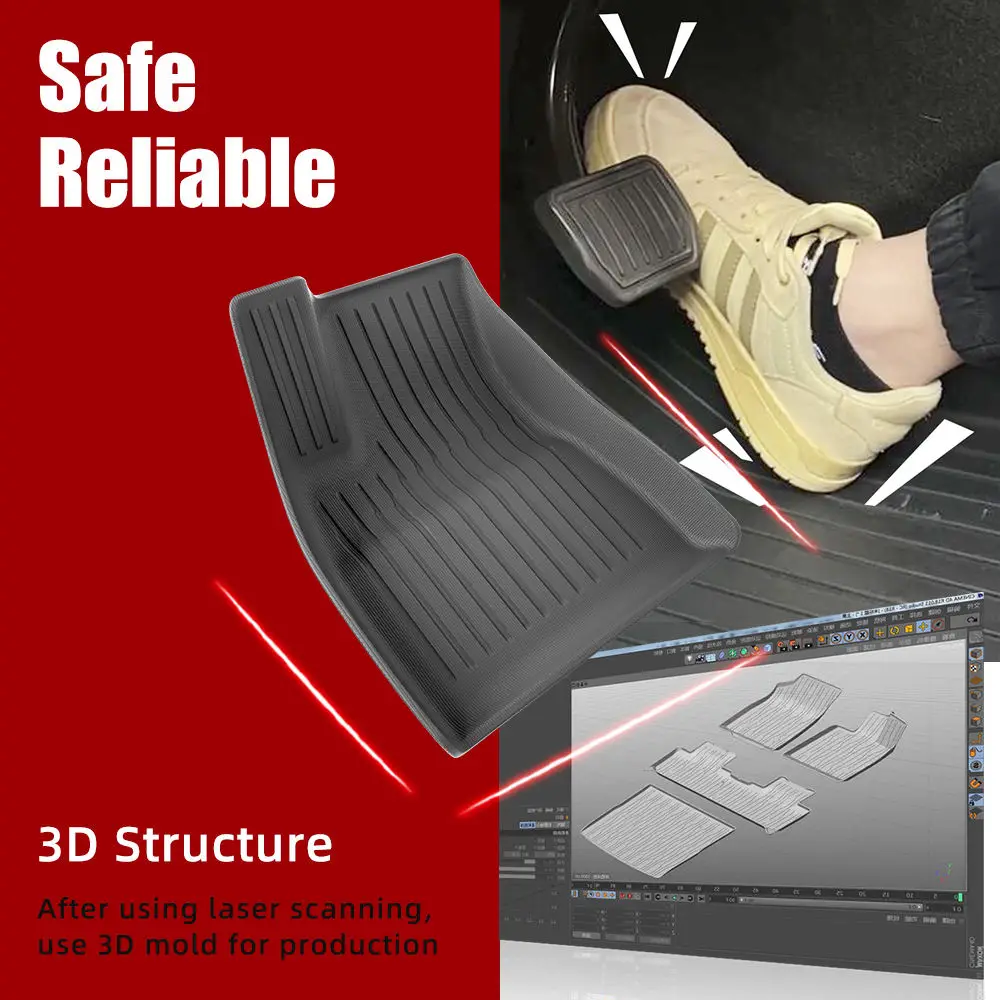 2024 New Design Blister Molding Piano Texture Car Floor Mat For Tesla MODEL 3 2024 Carpet Car Mat All Weather Tesla Floor Mat