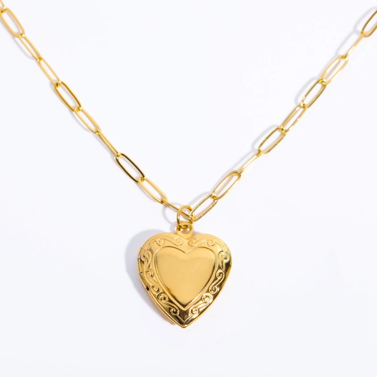 new stainless steel jewelry 18k pvd gold plated picture necklaces openable photo love heart locket pendant necklace for girls