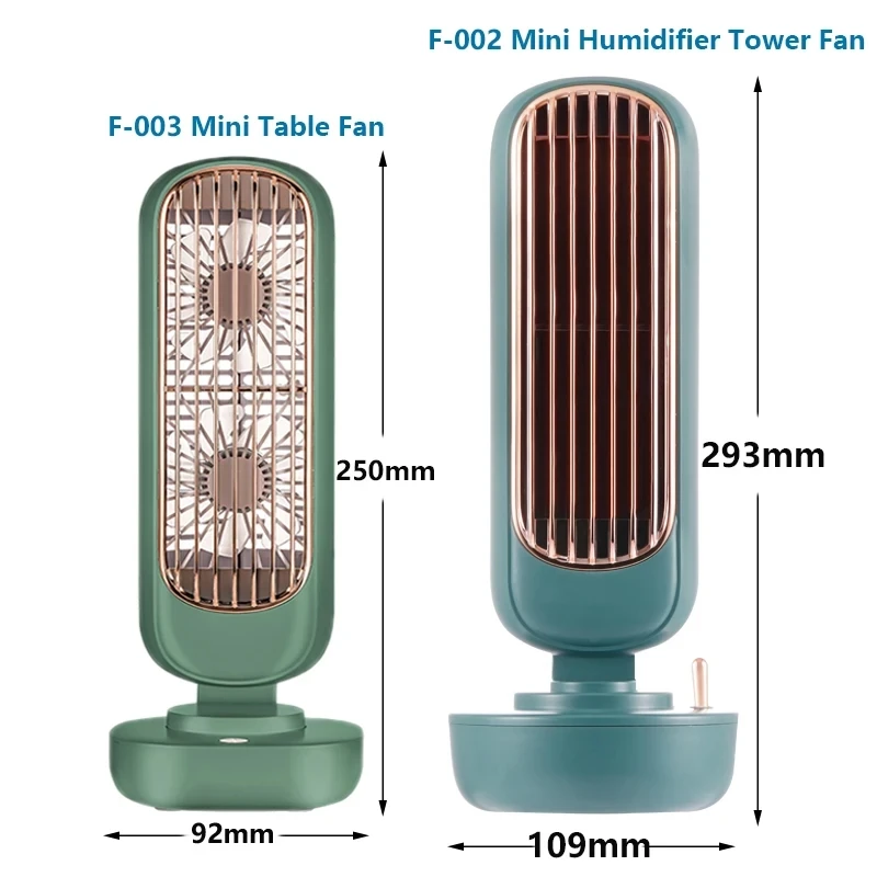Retro Tower Fan Desktop Silent Strong Wind USB 2 IN 1 Water Spraying Fan Air Conditioner Ultrasonic Humidifier Ventilation Fans