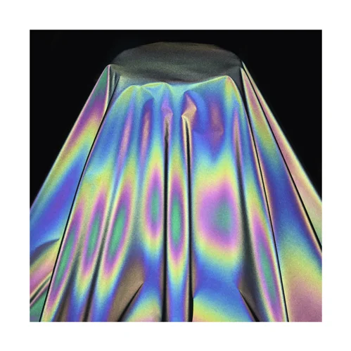 Custom Designs Hologram Printing Reflective Spandex Polyester Fabric For Clothing Materia