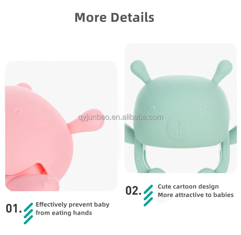 Custom logo High Quality lovely Bear shaped Newborn Silicone Baby Teether Toys Teething For Babies