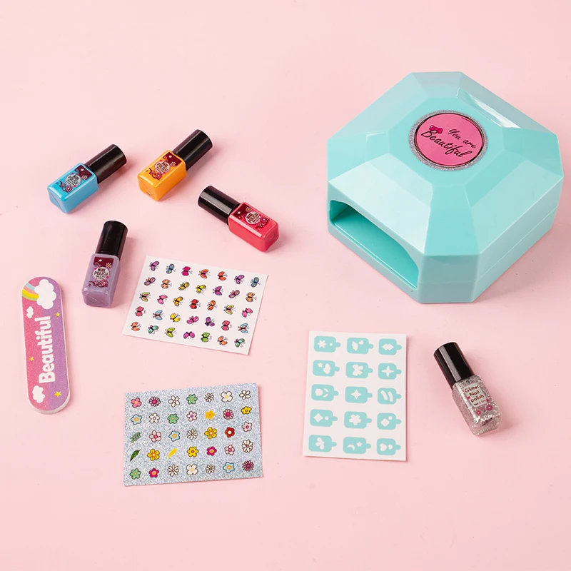 Kimyon S&Li Kids Nail Polish Set For Kids Dryer Makeup Kit Nail Art Salon Set for Girls Children SPA Manicures Cosmetics Gifts