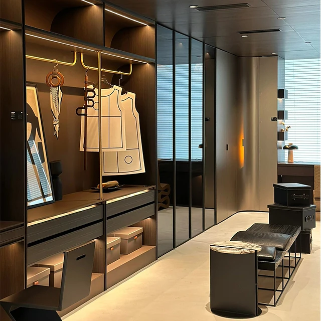 Modern Simple Luxury Walk-in Closet Foldable Bedroom Dressing Room Wardrobe MDF OEM Design Functional Hardware Cheap