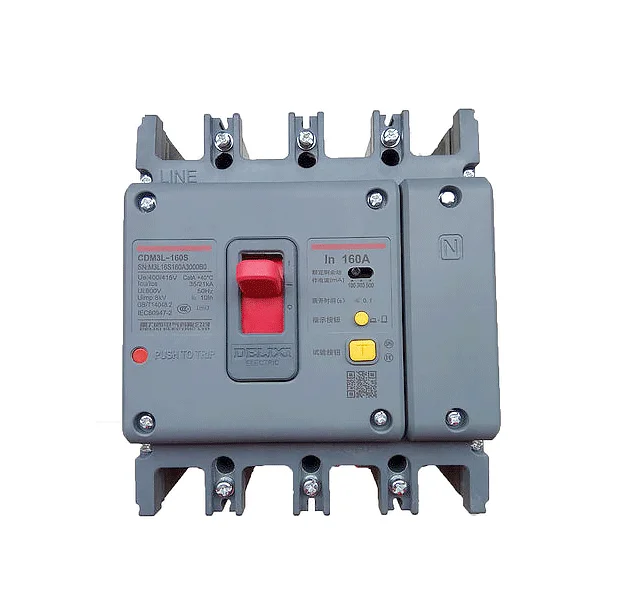 DELIXI CDM3L MCCB ELCB выключатель цепи утечки земли, трехфазный заземляющий протектор, высокое распределение тока
