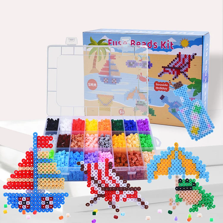 2024 Wholesale 24 Color 5mm Eva Box Educational Kid Puzzle Game Toy Perler Fuse Ironing Beads Hama Beads Set