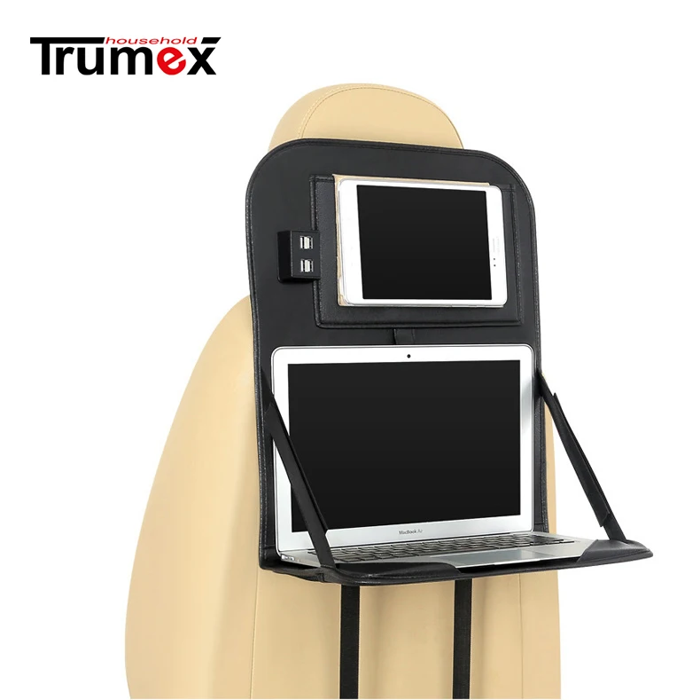 
4 USB Rechargeable sockets Car Auto Backseat Organizer with ipad holder and table tray for laptop 