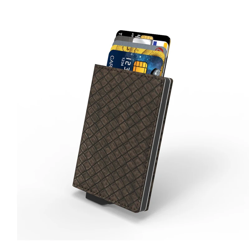 Td-Lt71 Factory directly front pocket wallets thin card holder slim aluminum leather wallet