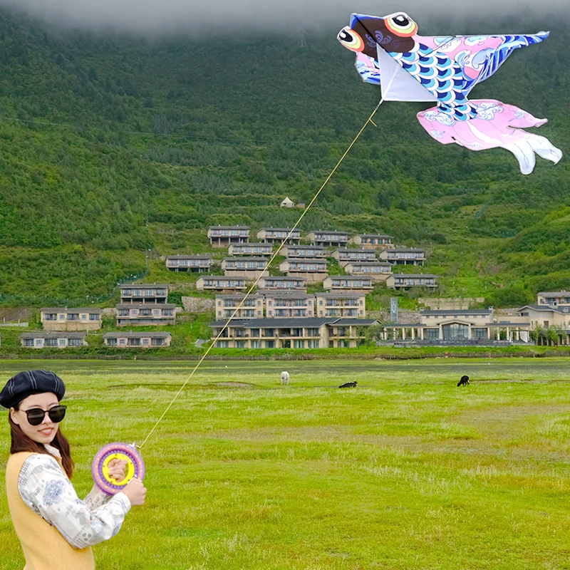 2022 New Design Outdoor Flying Blue Golden Fish Kite with Thread