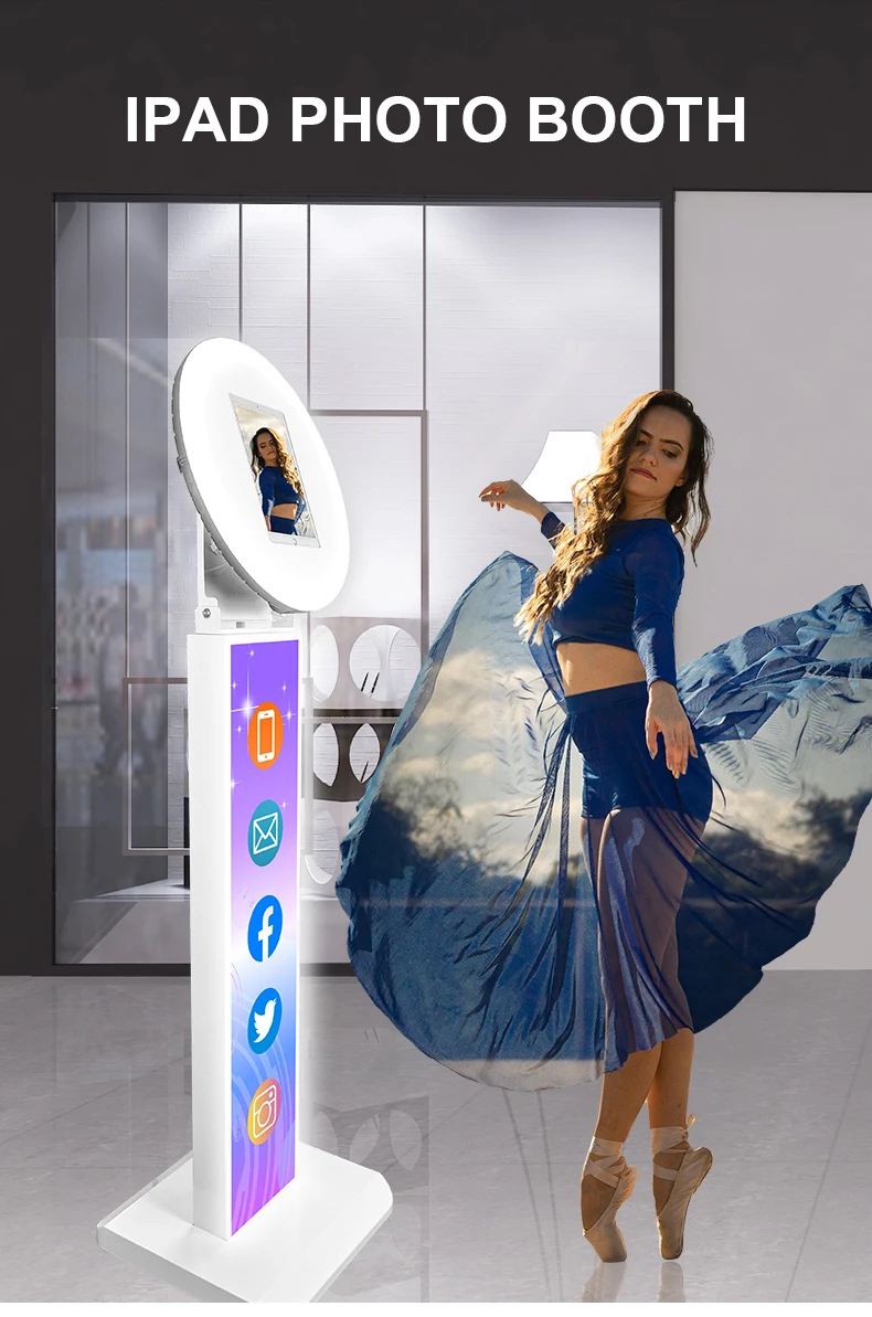 2022 New Selfie Kiosk Ring Light Ipad Booth Led Ipad Photo Booth Stand Portable Ipad Photo Booth Shell With Remote Control