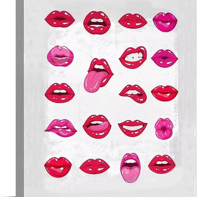 sexy red lip abstract  black white wholesale  Decorative Painting Customized Wall Canvas Art Wall decor Paintings for home hotel