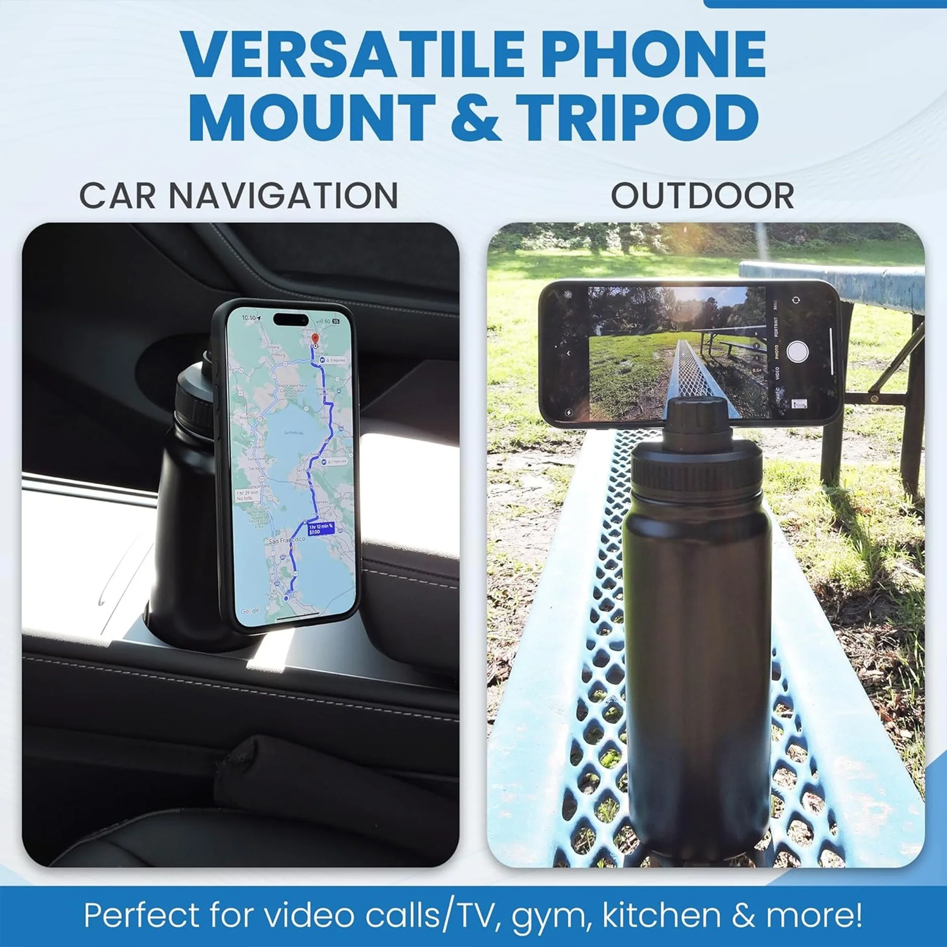 Insulated Water Bottle MagSafe Water Bottle With Phone Holder Stainless Steel Water Bottle With Magnetic Phone Tripod Mount