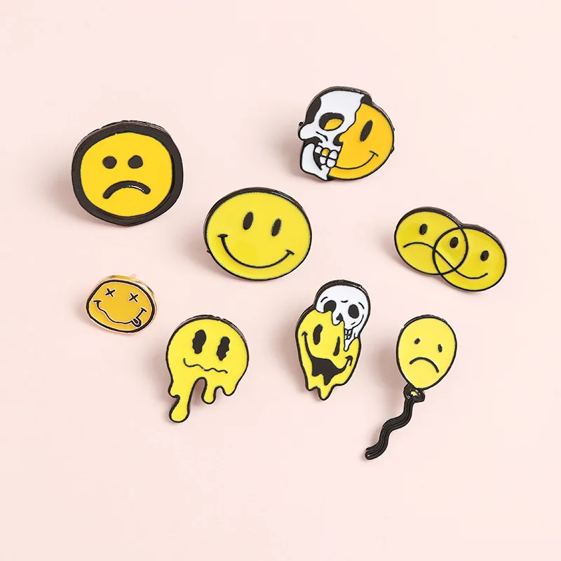 Cartoon smiley series brooch Personality bone naughty shape brooch badge mini smiley smile face brooch broach
