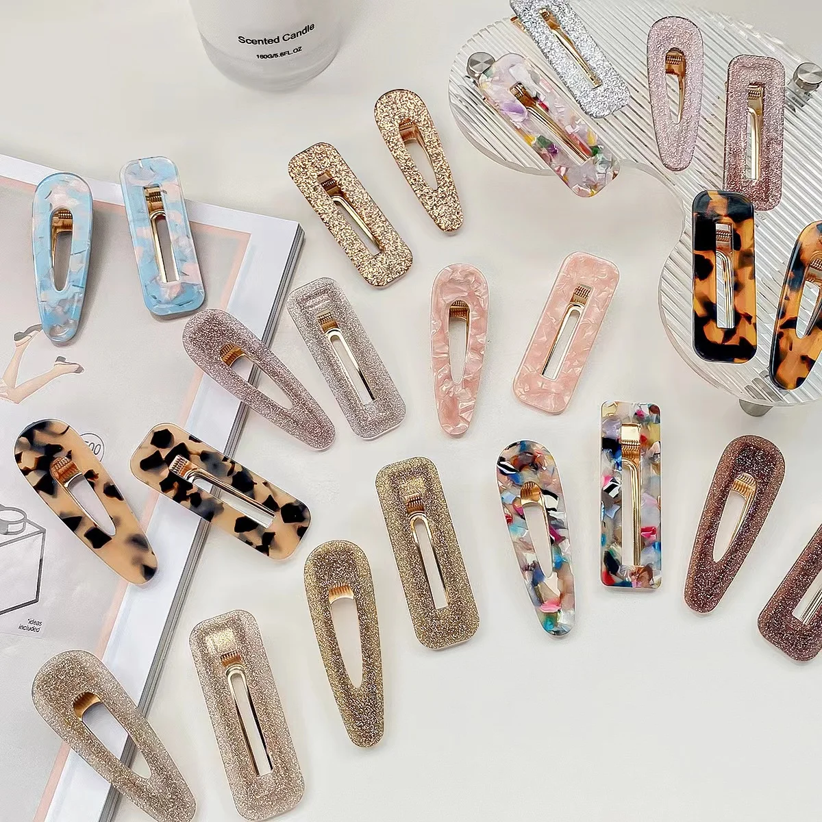 PDANY Acetate Leopard Hot Acetic Acid Hair Clip Custom Logo Support Water Drop Square Bangs Hairgrips Cute Gir Duck Mouth Clip