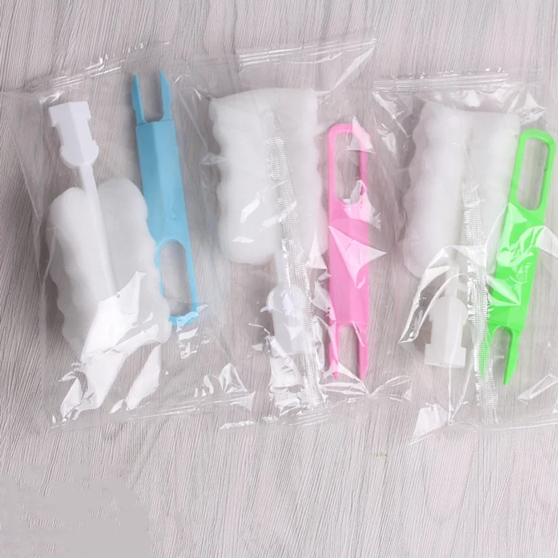 Baby bottle sponge cleaning brush baby bottle coffee tea glass cup brush handle straw brush set household kitchen cooking clean