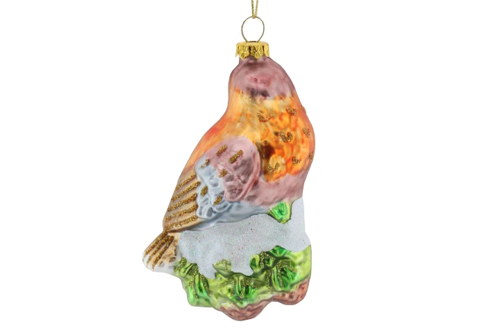 Bird Shape Christmas Glass Decoration Home New Year Window Scene with Tree Animal Pendant Singing Oriole