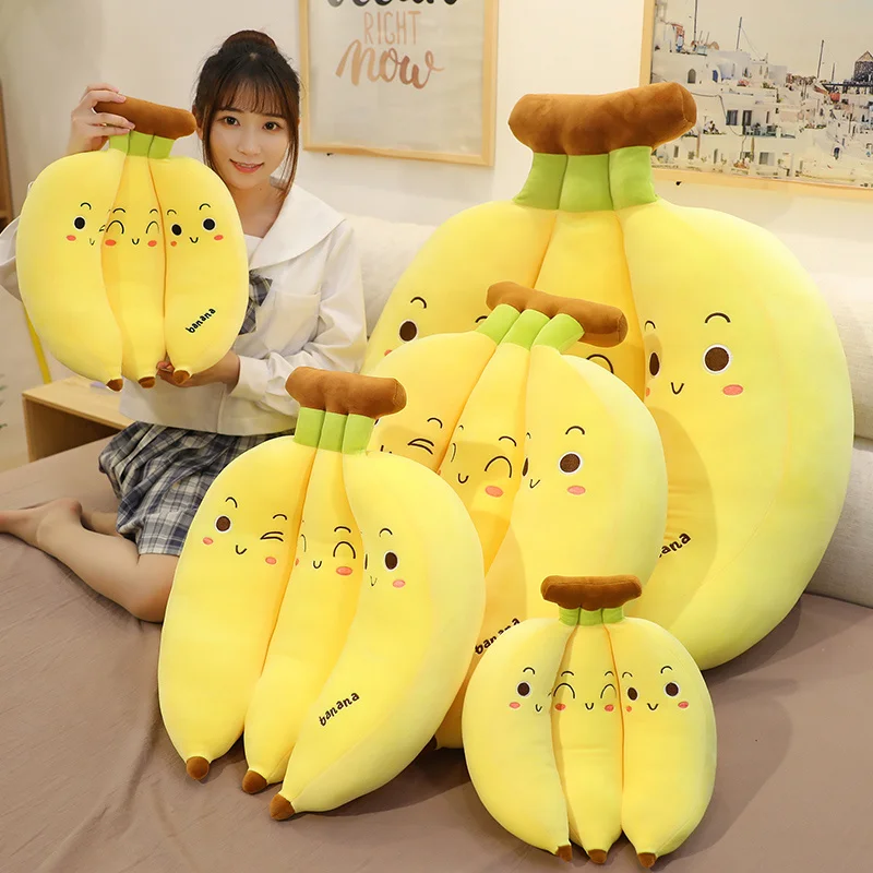 Kawaii Banana Stuffed Plush  Pillow Sleeping Cushion Pillow Living Room Doll for Children