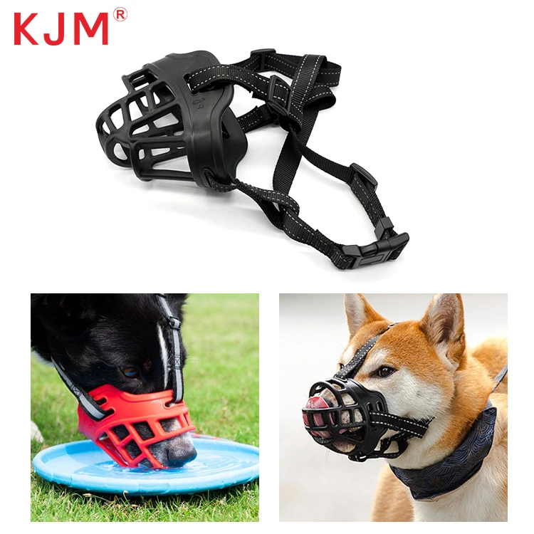 KJM Pet Product Supplies Free Sample TPE Dog Mouth Adjustable Nylon Strap Anti-bite and Eco-friendly Dog Muzzle