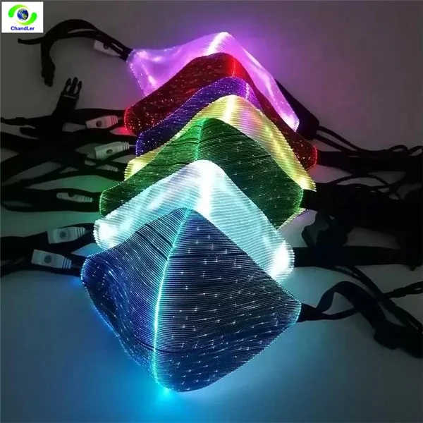 
LED Rave Mask Light Up Mask Glowing 7 Colors Luminous Costumes Party Christmas Halloween for Men Women Childs Face Mask 