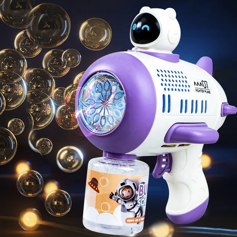 Hot selling factory bubble toys LED light up blower blaster summer bubble gun for kids
