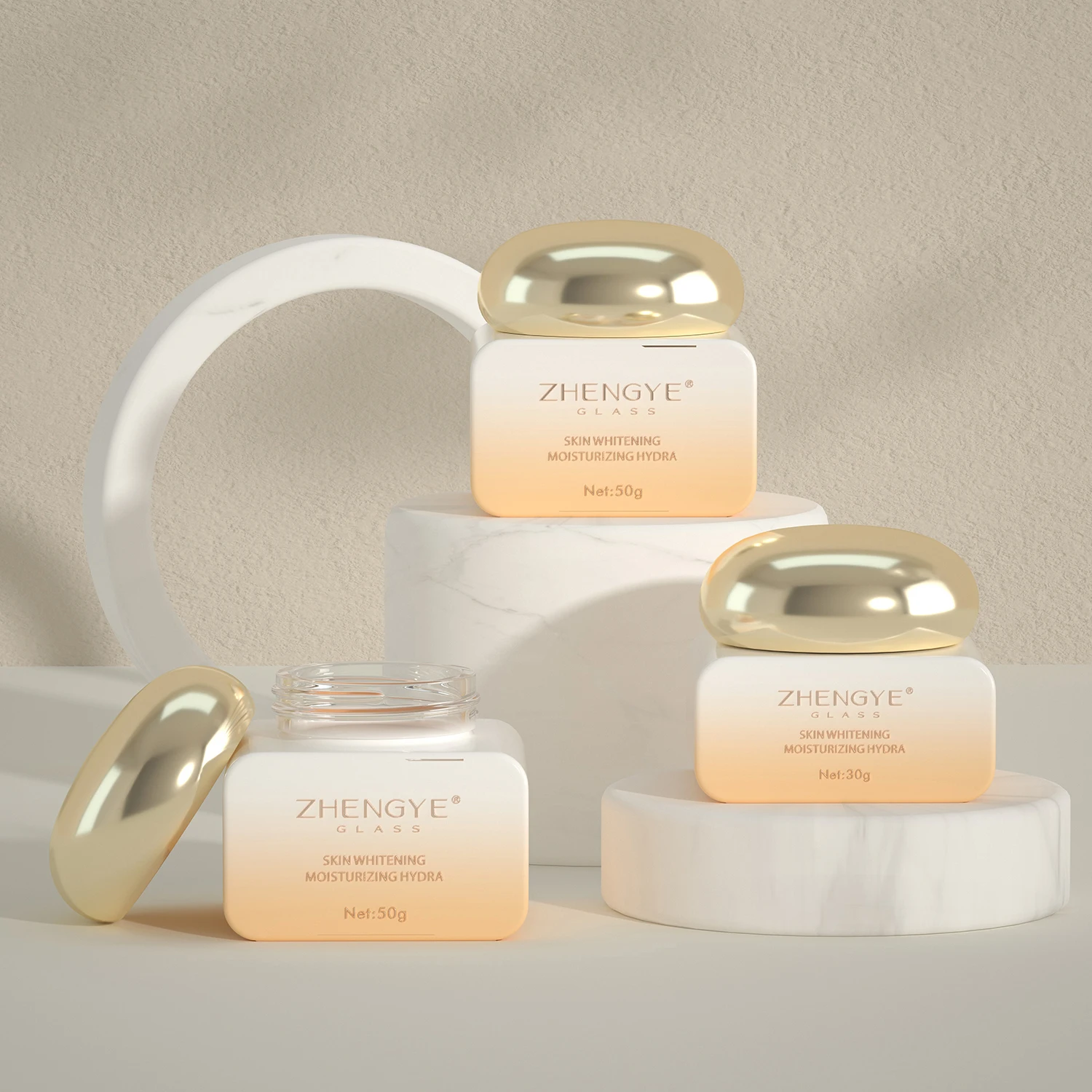 30g 50g Cosmetic Luxury Square Shape Cosmetic Packaging Container Empty Glass Cream Jars for Cosmetic