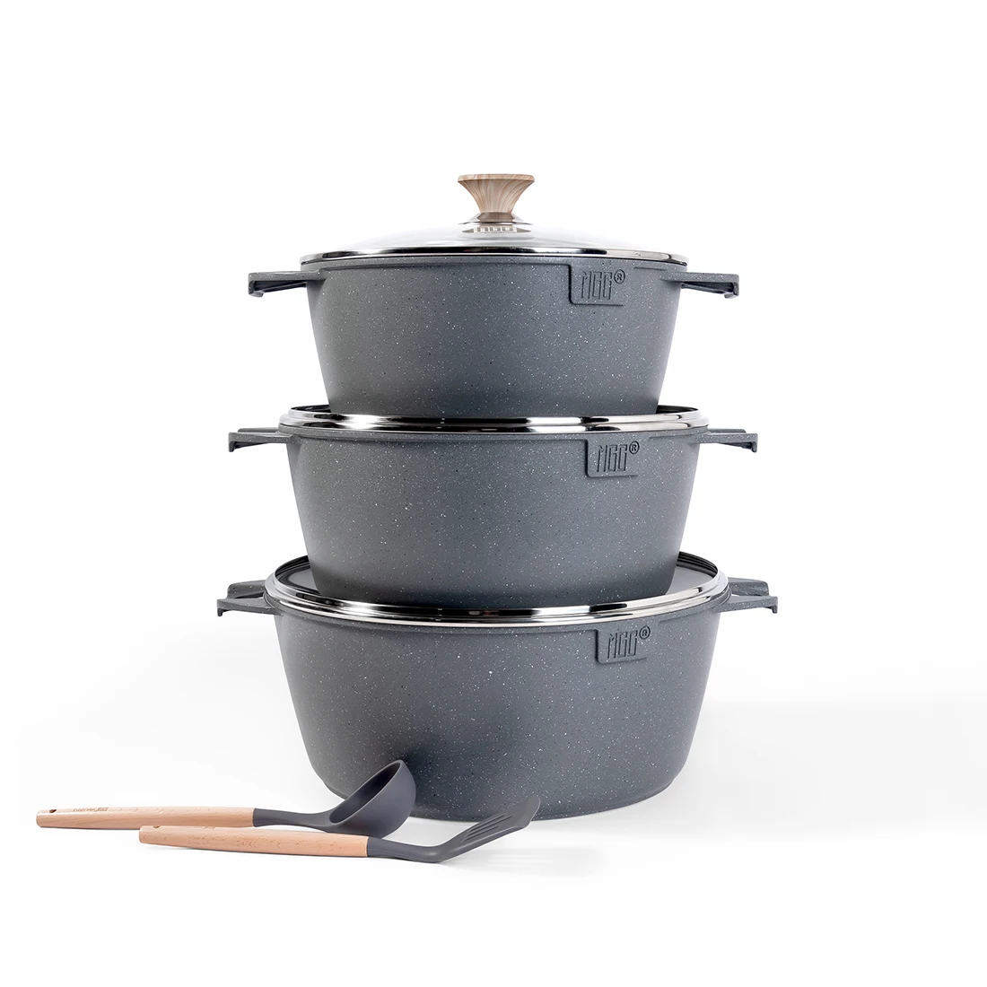MGC 8pcs  Non-stick Kitchen Aluminum Cookware-set Big Pot Sets Cooking Pots Sets Nonstick Cookware Sets