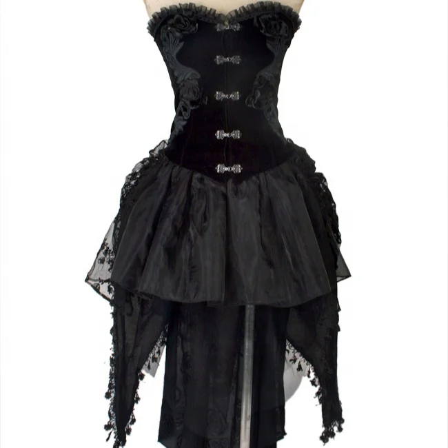 PUNK RAVE Elegant Black Swan Gauze Skirt Q-160 Hot Sale Beautiful Lace Top Spanish Style Evening Dress