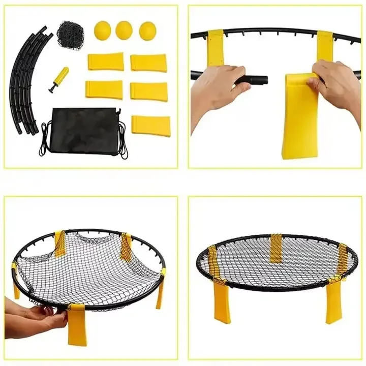 Customized logo spikeball set mini beach volleyball spikeball game net include 3 balls net and bag