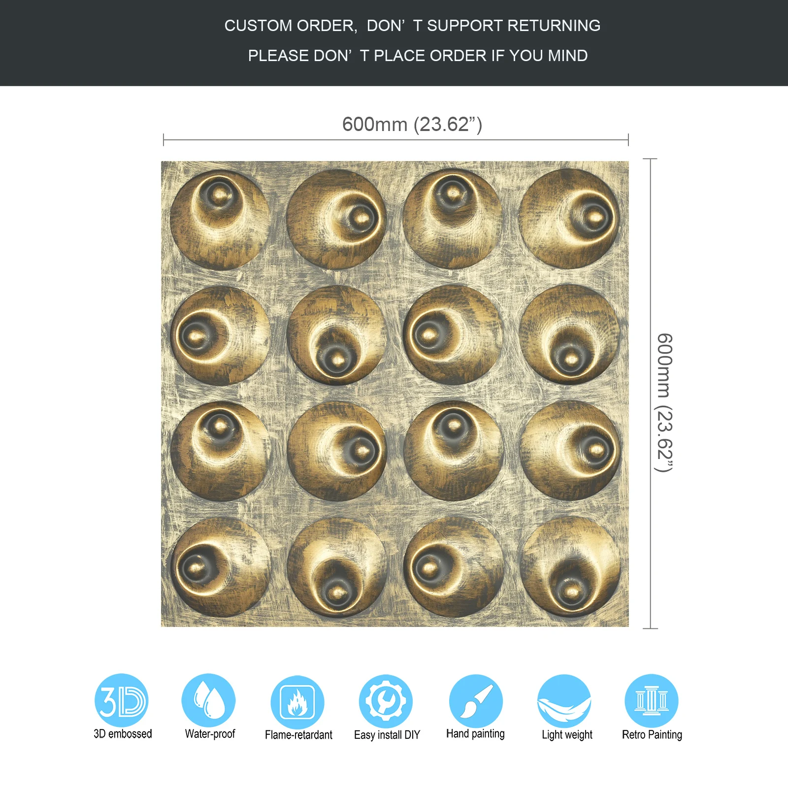 Distress Tin Ceiling Tiles Decorative ceiling panels Easy to Install PVC Panels for Cafe Club PLM102 Ancient gold PAINTSDECOR