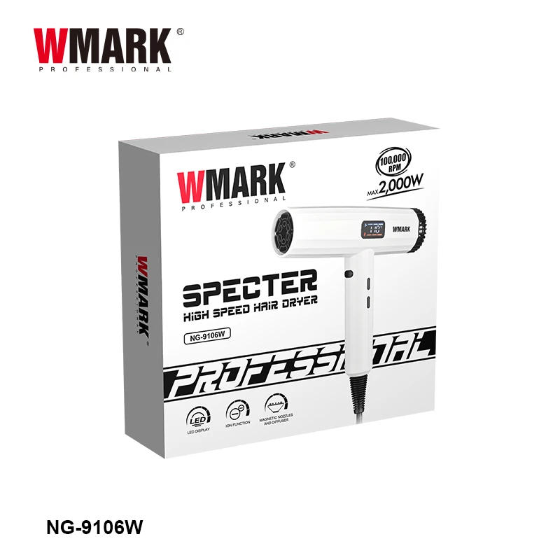 WMARK NG-9106W оптовая продажа высокоскоростной бесщеточный двигатель 100000 об/мин профессиональный фен для волос электрический парикмахерской