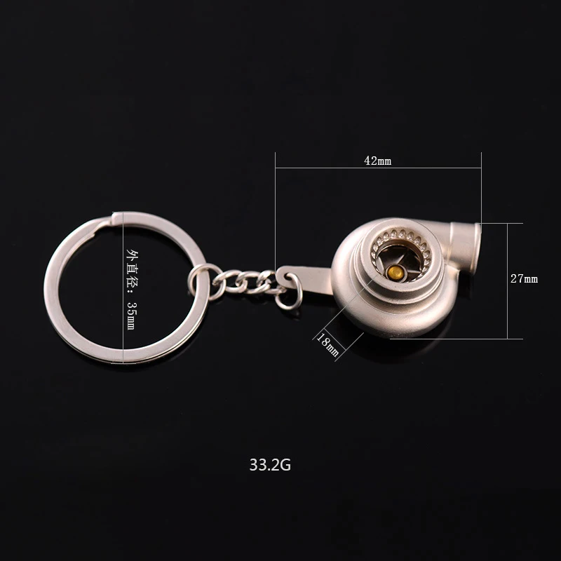 Customized Logo Turbo Keychain Sleeve Bearing Spinning Auto Part Model Turbine Turbocharger Key Chain Ring Keyfob Keyring