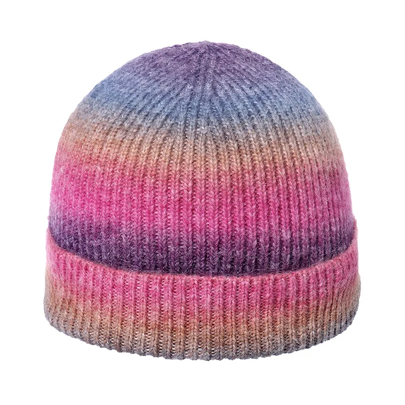 SHUMON Wholesale online store hot products women warm winter tie dye hat thick knitted custom printed beanies