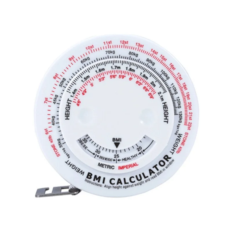 Tryme Body Mass Index Retractable Tape 150cm Measure Calculator Diet Weight Loss Tape BMI Measuring Tape