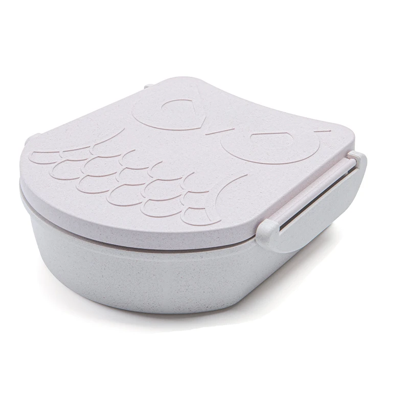 YUEHUO BPA Free Wheat Citrus Bamboo Fiber Environmentally Safe Kids Plastic Owl Design Bento Lunch Box