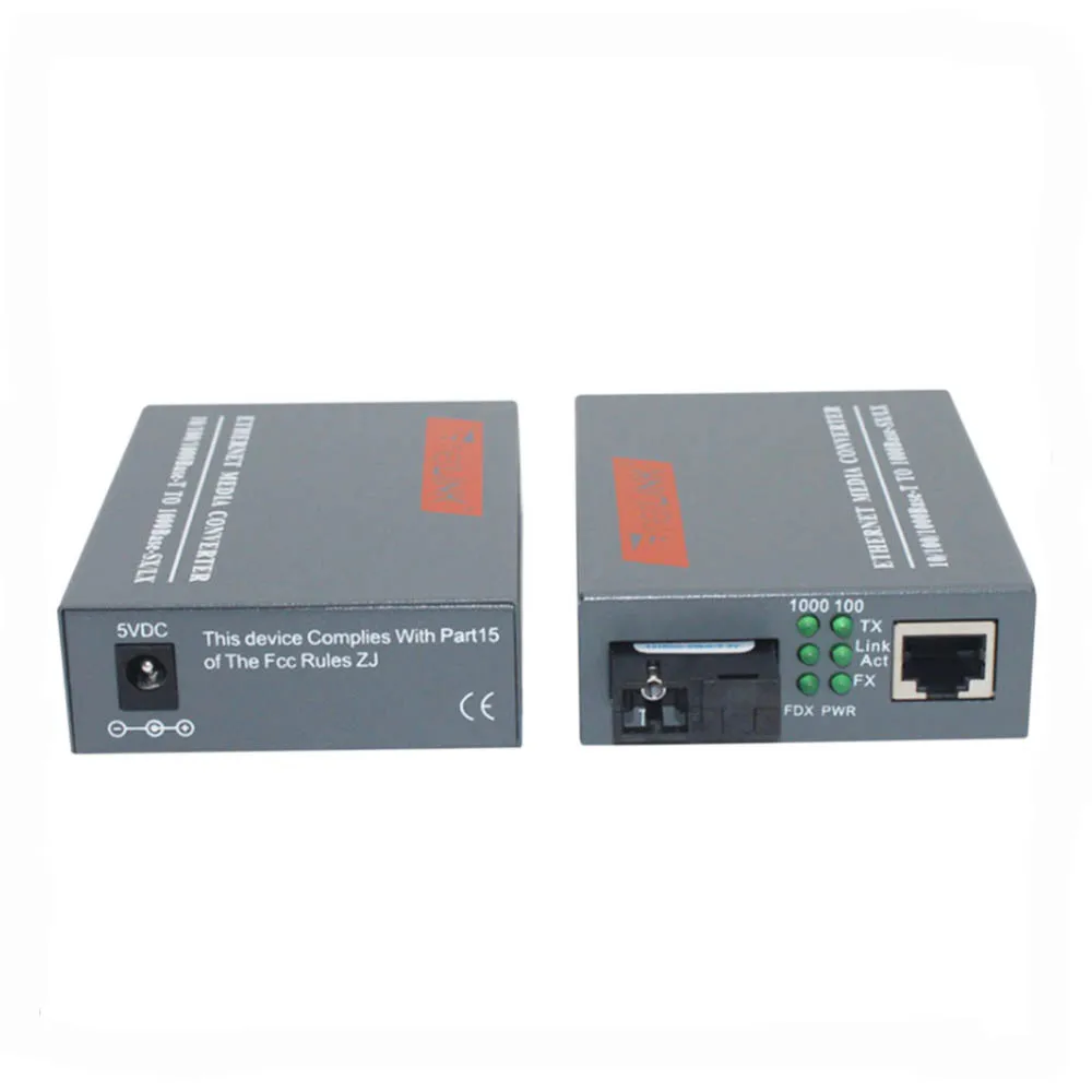 1000M Fiber Media Converter HTB-3100 A/B 20km 10/100Mbps SC RJ45 Port Single-Mode Single Fiber