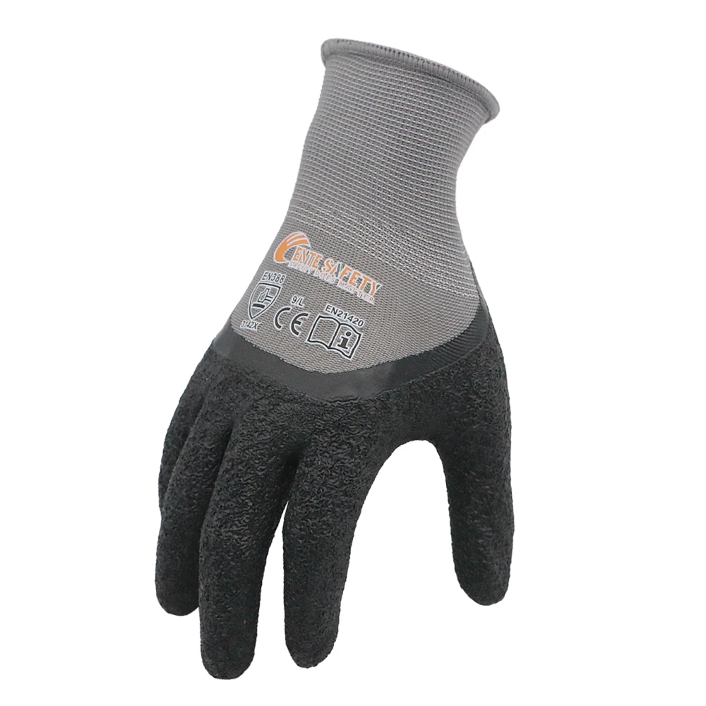ENTE SAFETY Custom Polyester Latex Gloves Anti-Slip Construction Labor Non-slip Hand Personal Protection Garden Work Gloves