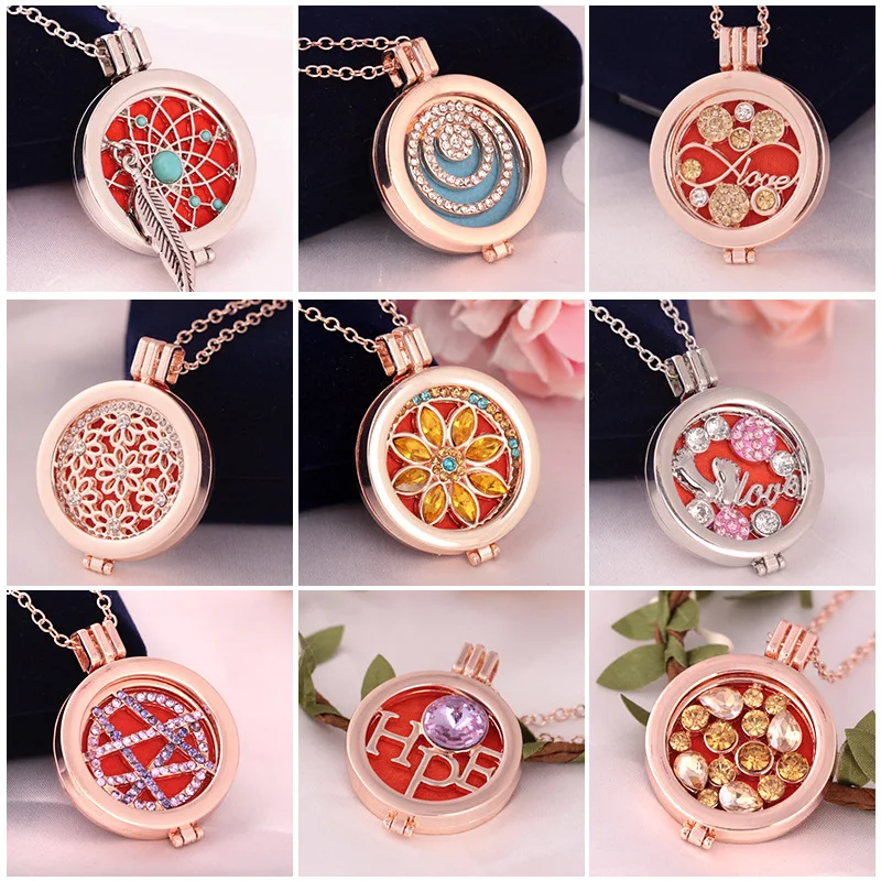 Perfume Essential Diffuser Box Pendant Necklace for Women Girls  Gold Plated Oil Diffuser Locket Necklace Jewelry