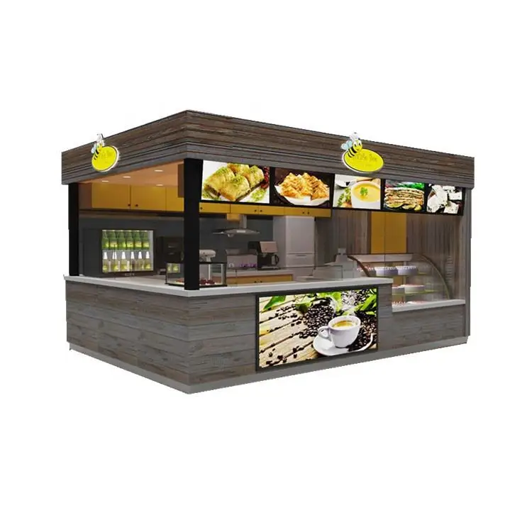 Kiosk Cafe Furniture Custom Coffee Shop Wooden Counter New Modern Creative Shopping Mall Coffee Bar High Quality Food Kiosk