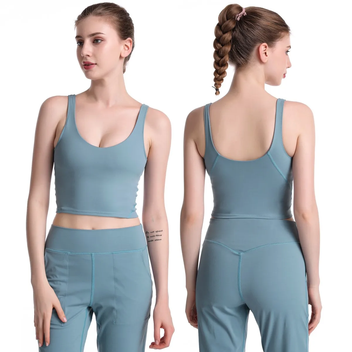 
lulu new double shoulder strap sexy sports underwear women gather breathable widened hem yoga sports bra vest 