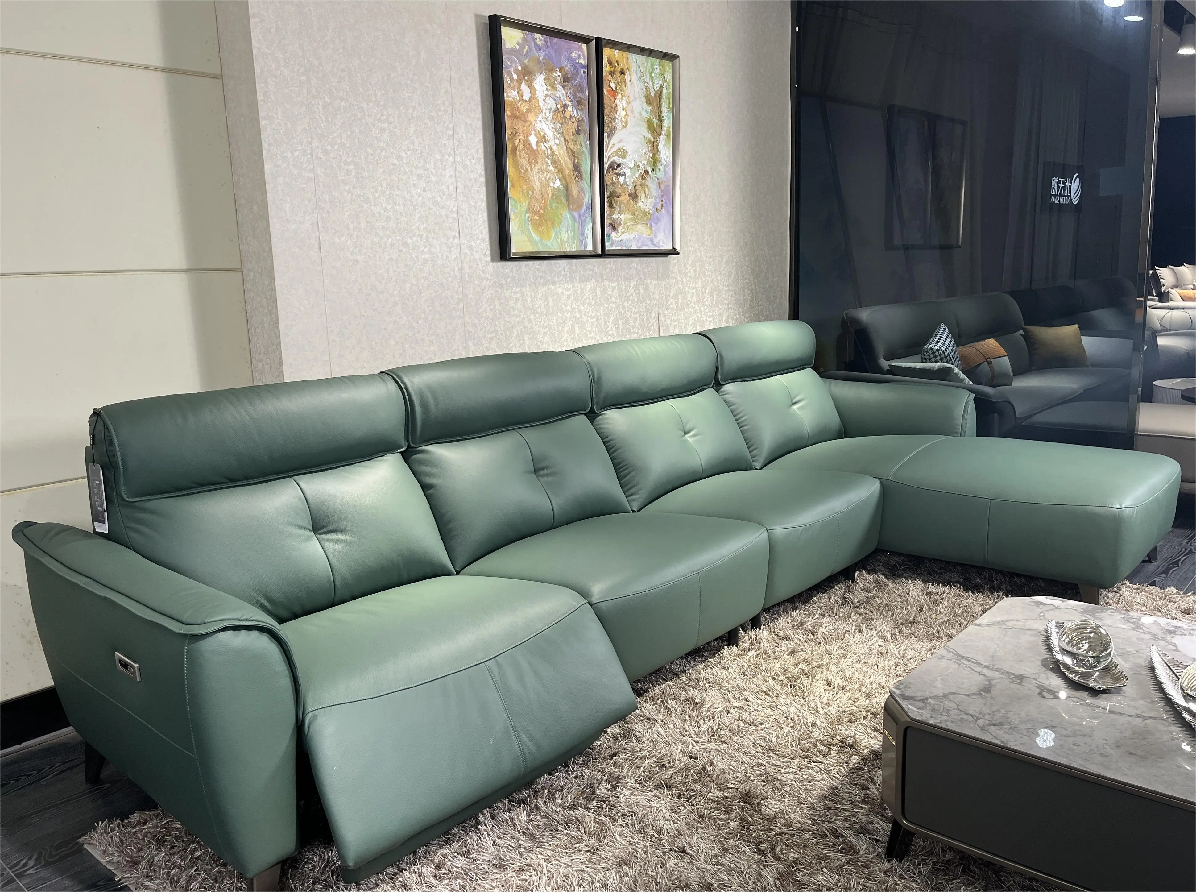 Hot sale luxury electric recliner sofa leather function sofa set with USU charging and massage