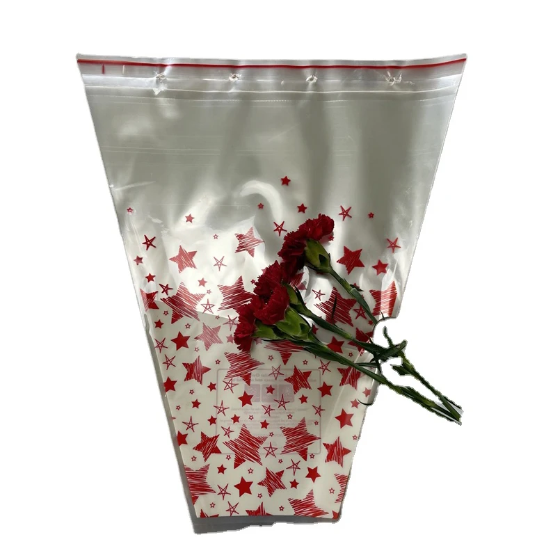 Promotional custom pattern bouquet packaging bag plastic transparent flower cover