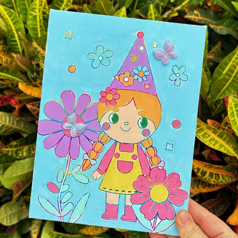 Custom Cartoon Girls Paint by Number Set Classic & Creative Acrylic Juguetes Educativos with Wooden Frame for Kids